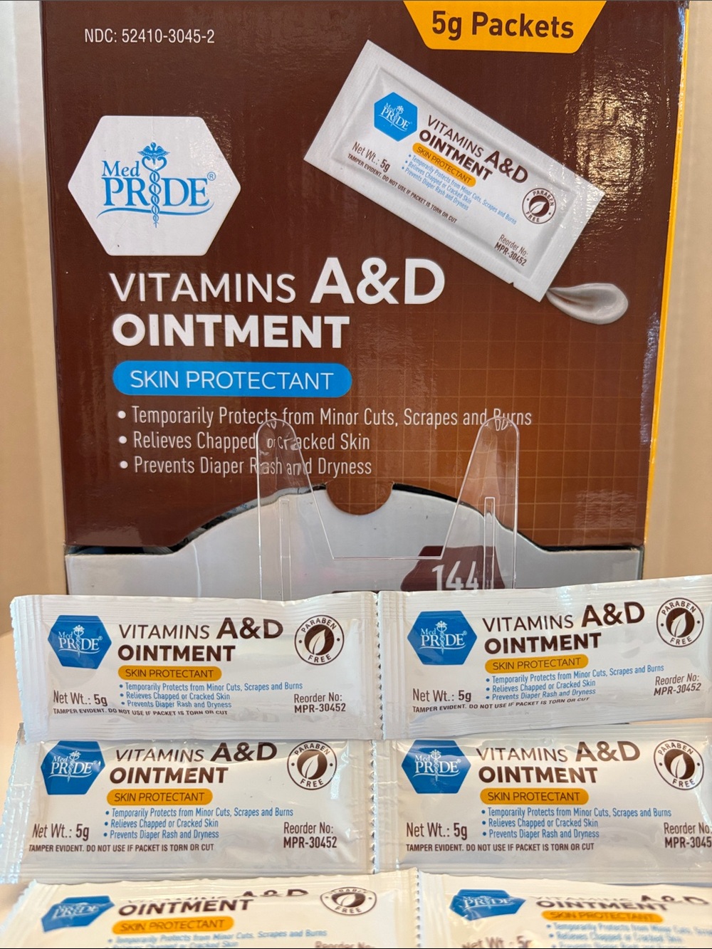 💰 Box of 144 Med Pride Vitamins A&D Ointment Packets 5g each